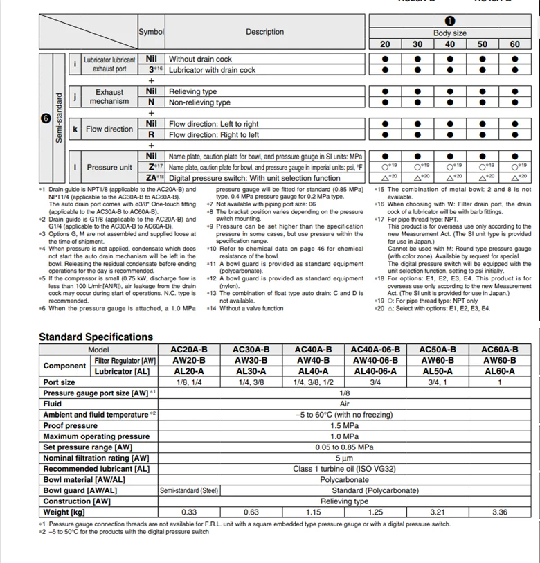 SMC Pneumatic Accessories AC40A-04DE-B air combination components: filter pressure reducing valve + oil mist