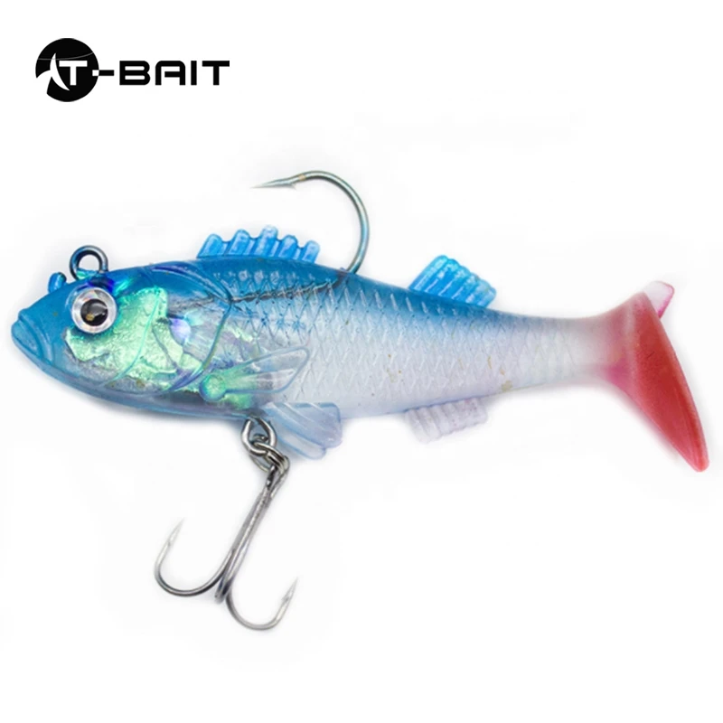 OEM and on stocks soft ead fish soft bait T-tail sea bass soft VIB lure with double hook bionic soft