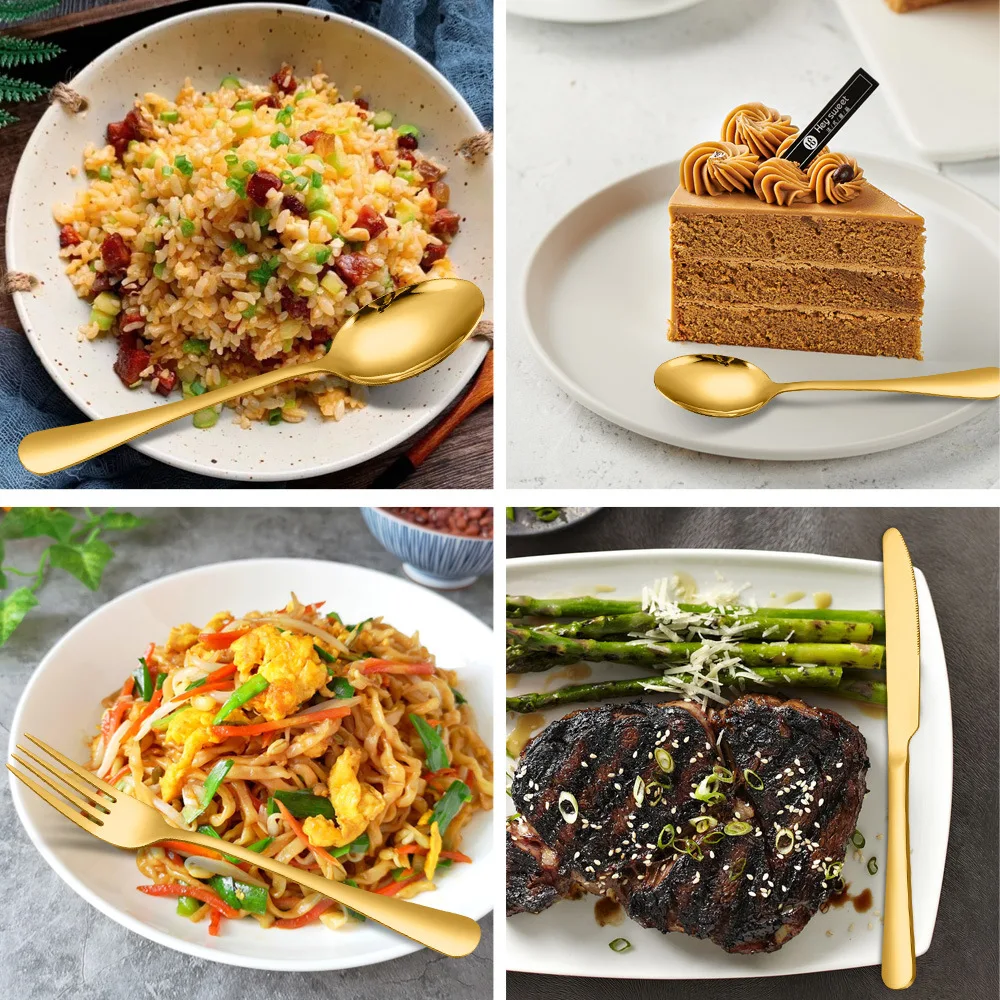 Hot Sale Products Reusable Portable Camping Rose Gold Stainless Steel Cutlery Set Fork Spoon Knife