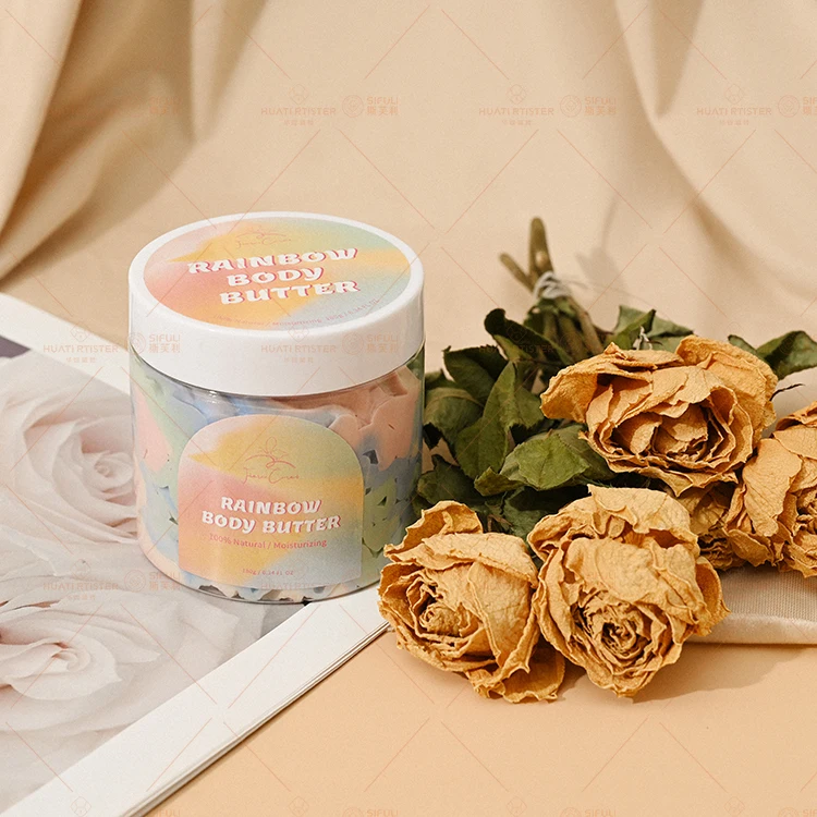 Huati Sifuli RubioAroma rainbow Organic Whipped Body Shea Butter Cream Skin Moisturizing Whitening Coconut Mango Body butter