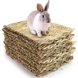 Woven Bed Mat for Rabbits - Grass Mat & Bunny Bedding Nest - Chew Toy Bed for Guinea Pig Chinchilla