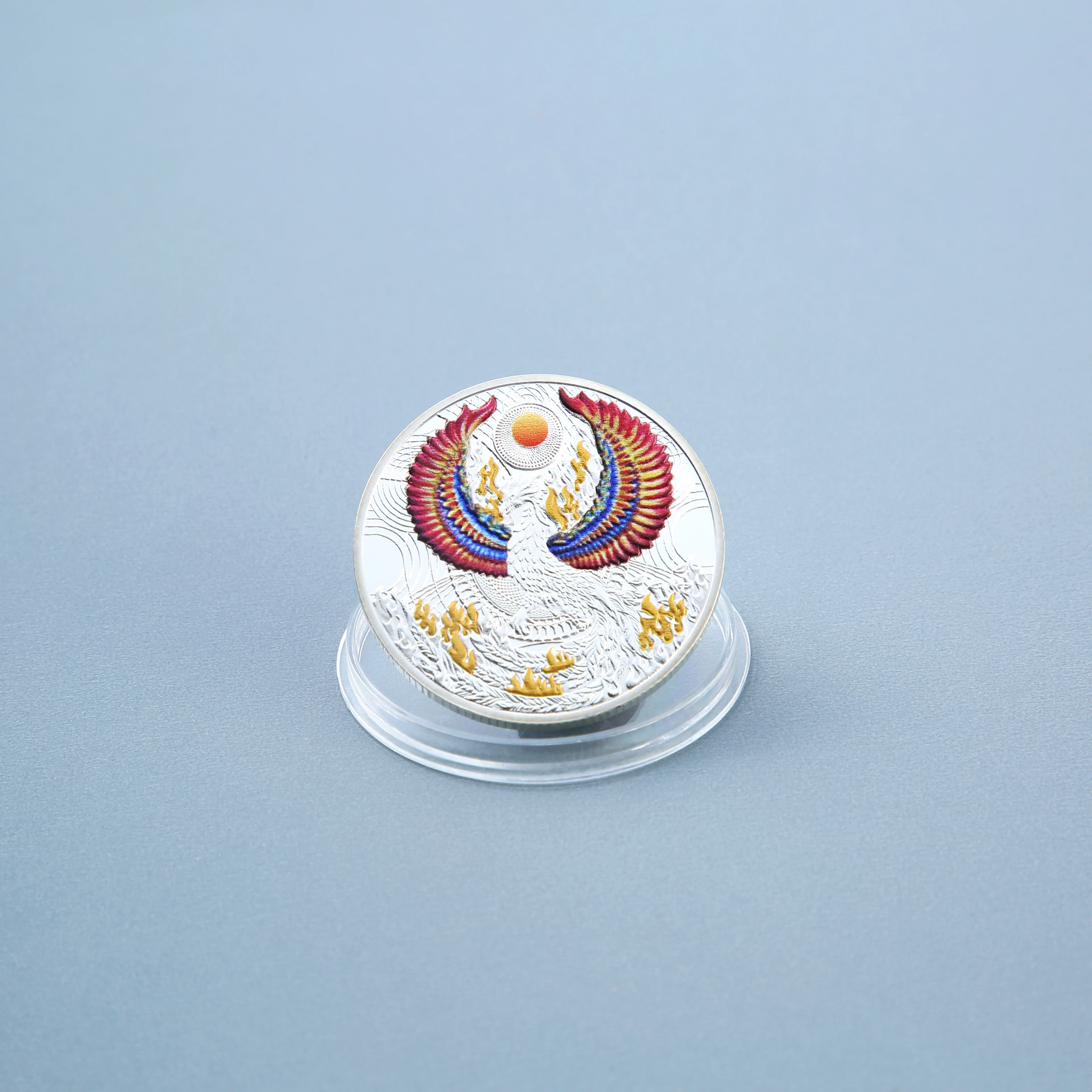 Flame Bird Commemorative Coin Creative Zodiac Metal Pin UV Printing Souvenir Lucky Fashion Toy Ornament for Gift