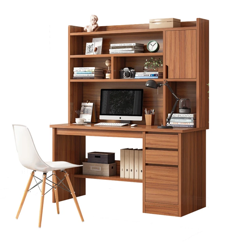 Домашний офисный ламинированный компьютерный стол с книжной полкой