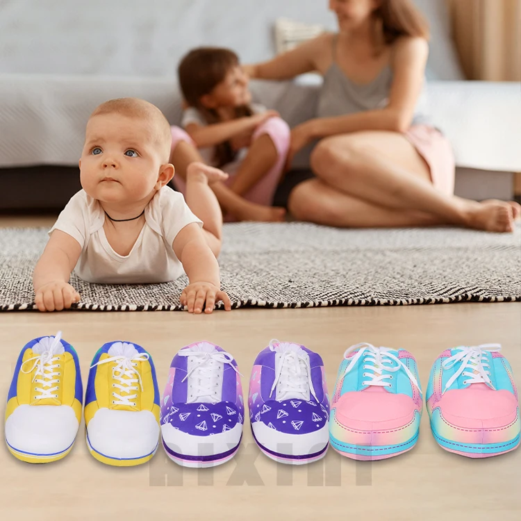 Wholesale custom winter warm super soft plush sneakers slippers house sneaker basketball slippers