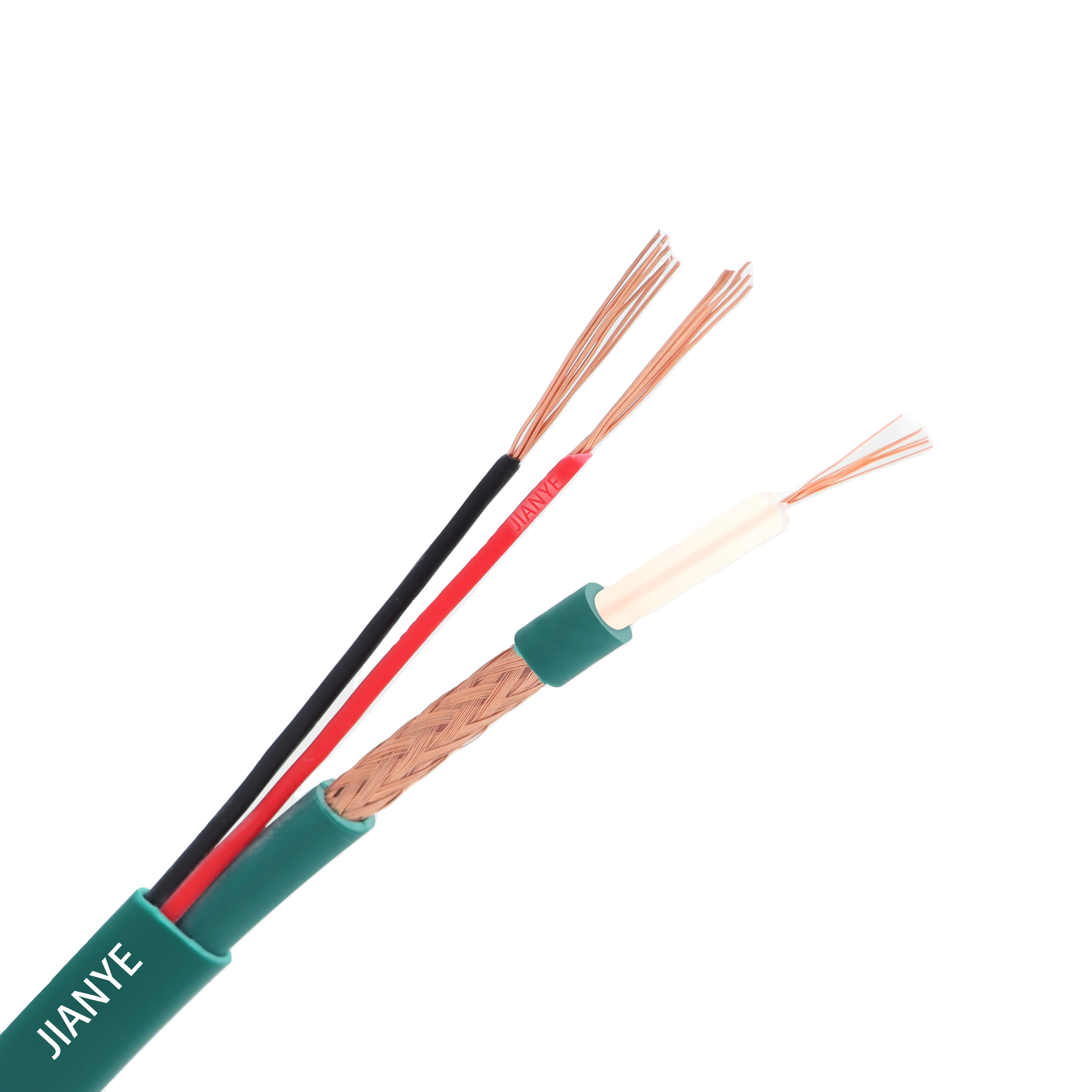 Green Sheath Standard KX6 coaxial cable 7*0.2mm Copper Multicore Green KX7 with power cable for cctv camera