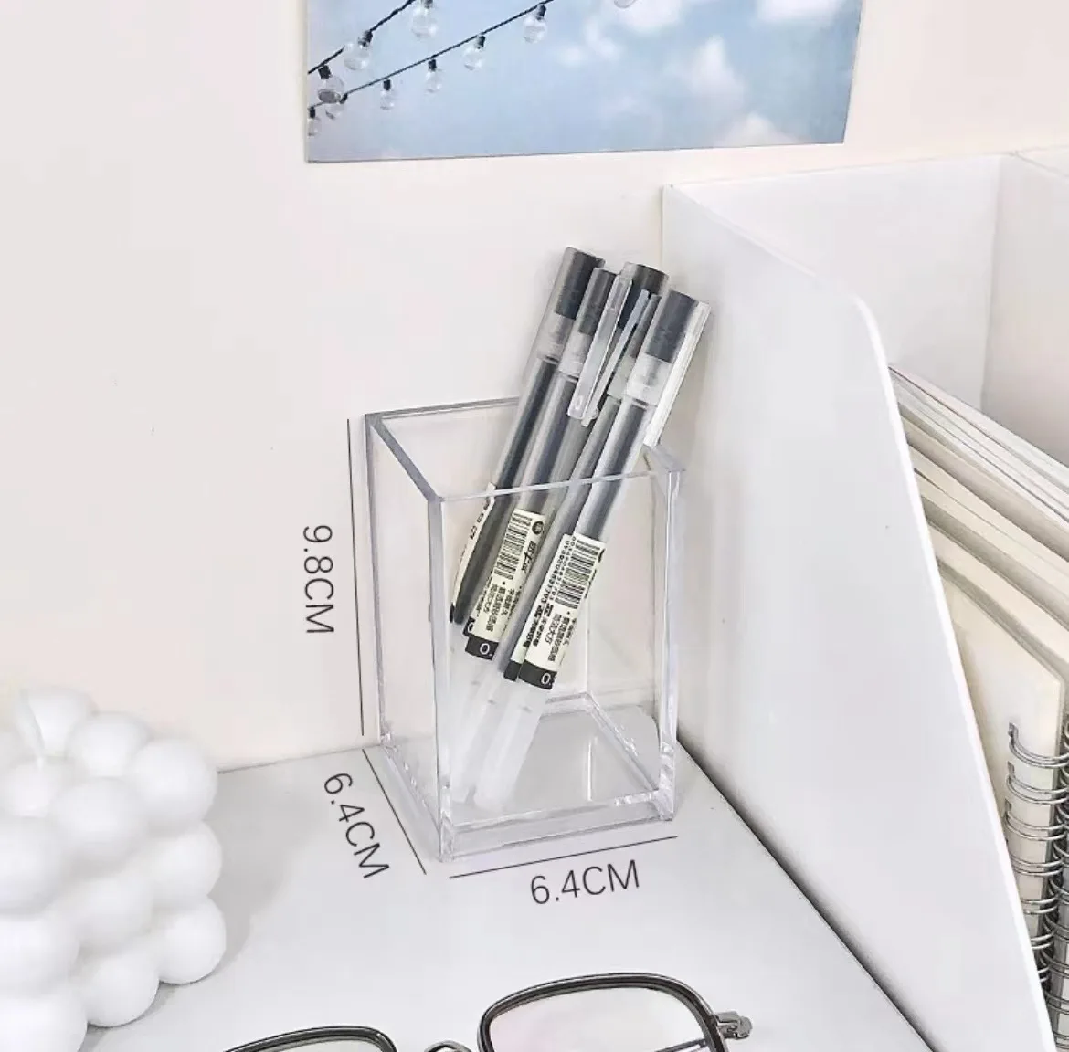Clear Acrylic Pencil Pen Holder Cup Desk Accessories Makeup Storage Organizer Modern Desktop Stationery for Office School Home