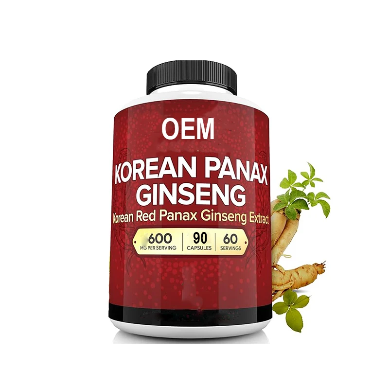 OEM Red Ginseng Root Powder Capsules Men Healthcare Supplement Korean Vegan Red Panax Ginseng Capsules
