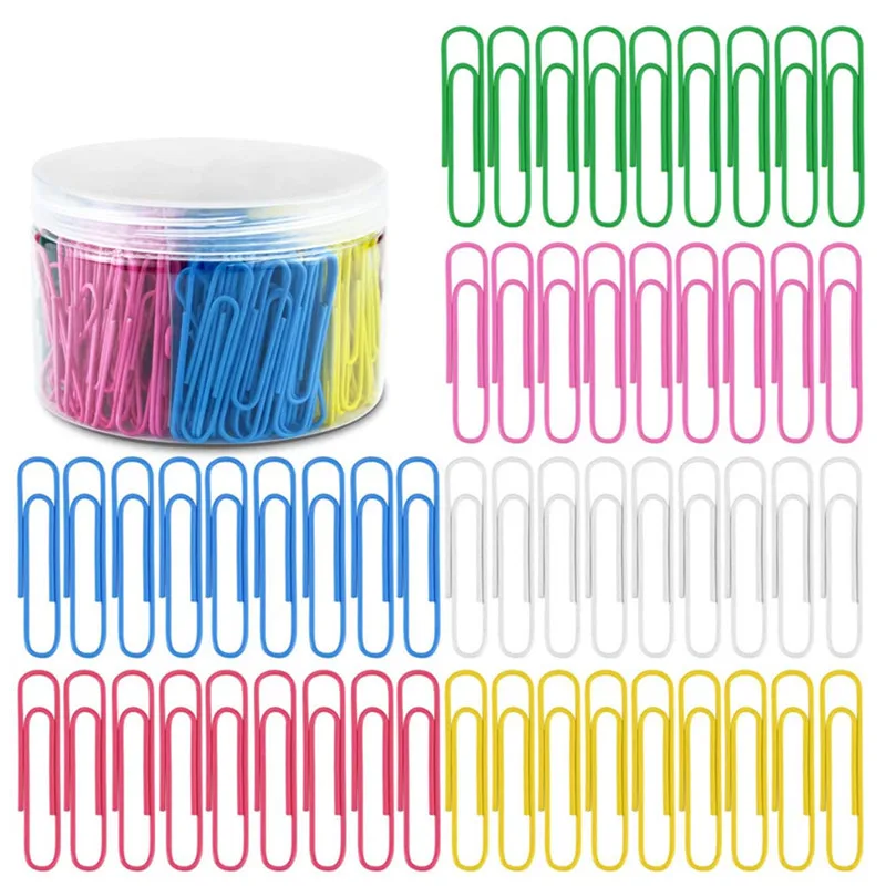 300 pieces/box Assorted Color Size Office School Metal Paper Clips Bookmarks Stationery Clips Size Custom Paperclips