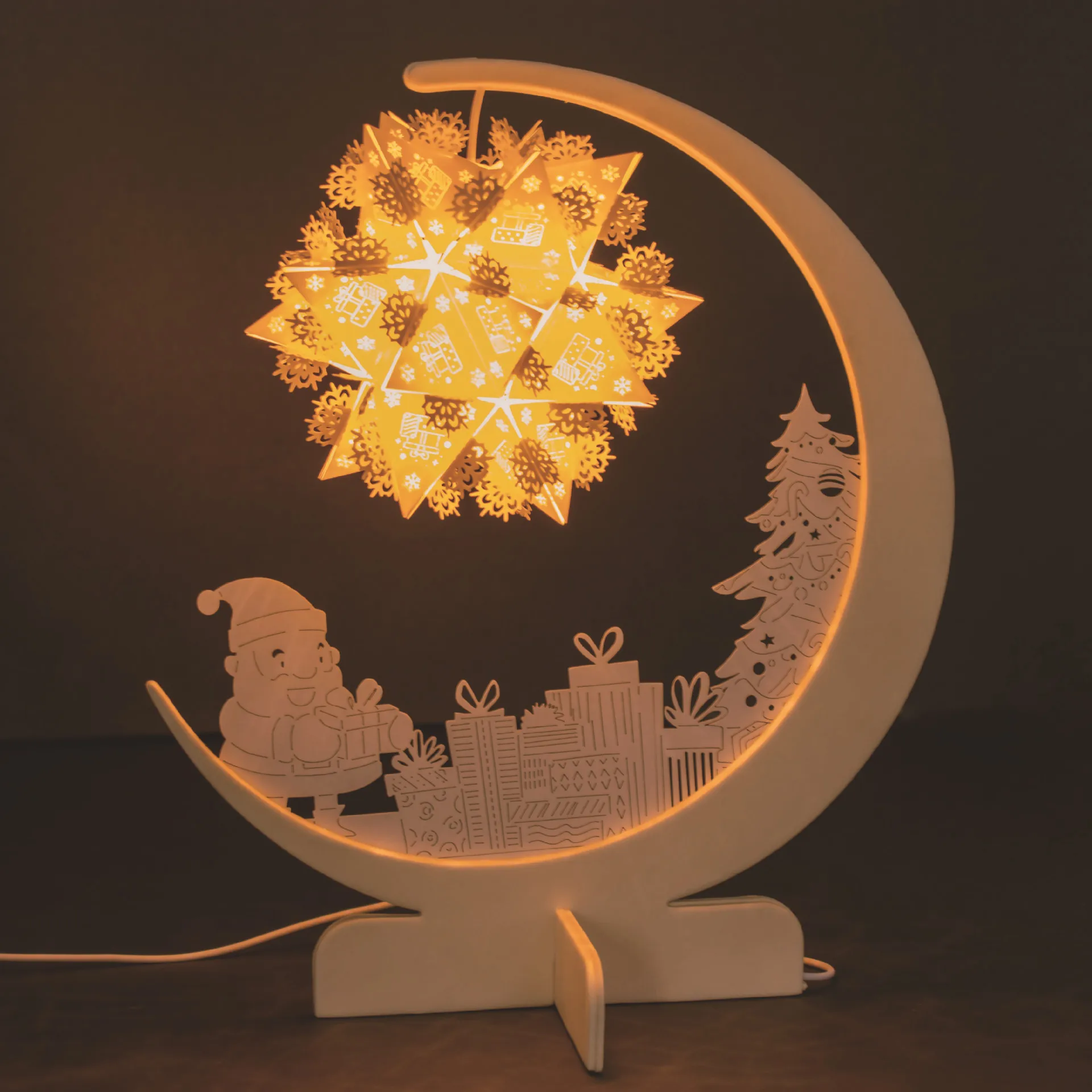 CR-B208 3D Papercut световой короб DIY ручной работы Бумажная Луна украшения стерео порез свет для домашней спальни