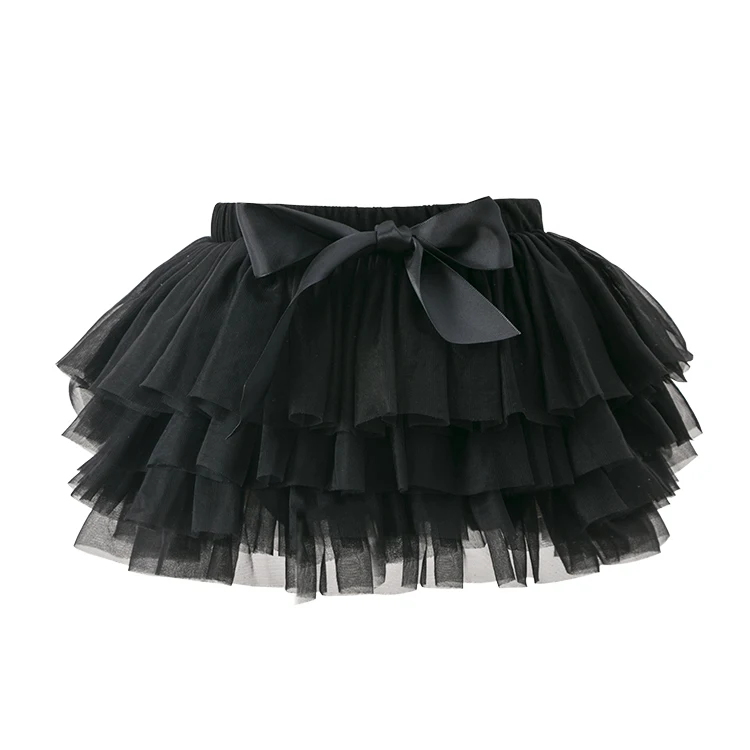 Baby girls tutu skirt black bow tulle buttocks wrapped pants uerskirt pettiskirt children clothing 4-layered tulle fluffy skirt