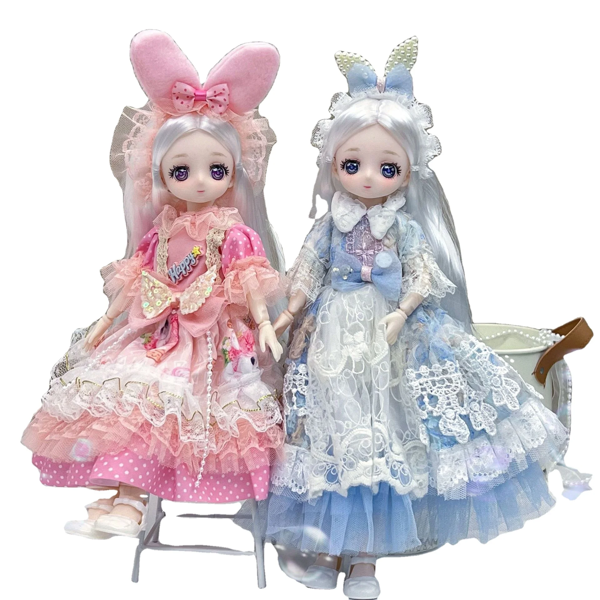 KAWAII 12INCH BJD Dolls for Kids Girls DIY jointed Face Doll 30cm with Dresses Clothes Dress Up kids toys girl gifts