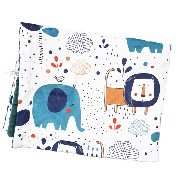 Animal Design Super Soft Cozy Dotted Backing Swaddle Breathable Minky Throw  blankets for kids