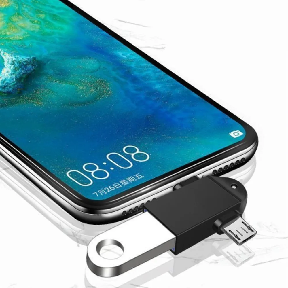  Адаптер OTG 2 в 1 с USB 3 0 «Мама» на Micro «папа» и C из алюминиевого сплава Переходник
