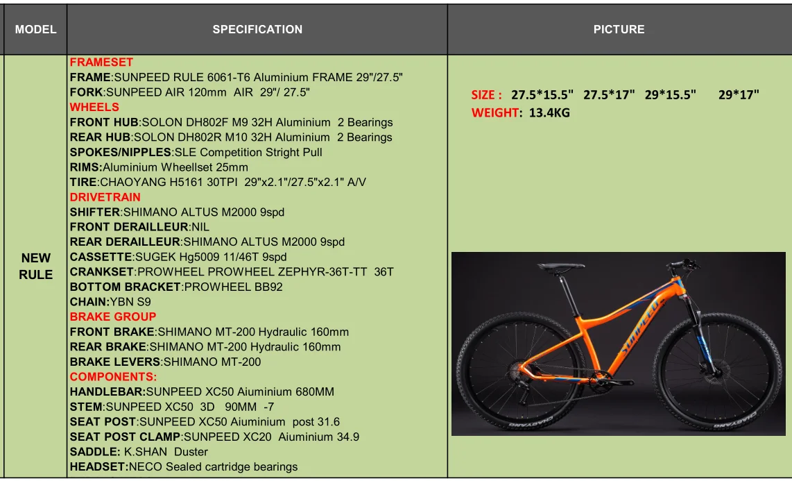 SUNPEED Variable Speed 9 Aluminium Alloy Frame Bicycle Mountain Bike