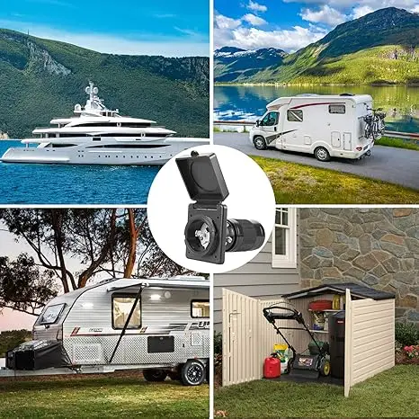 50 Amp 125/250V RV Power Inlet Marine Power Inlet Male Inlet Power Socket for Trailer, Boat, RV Power Inlet