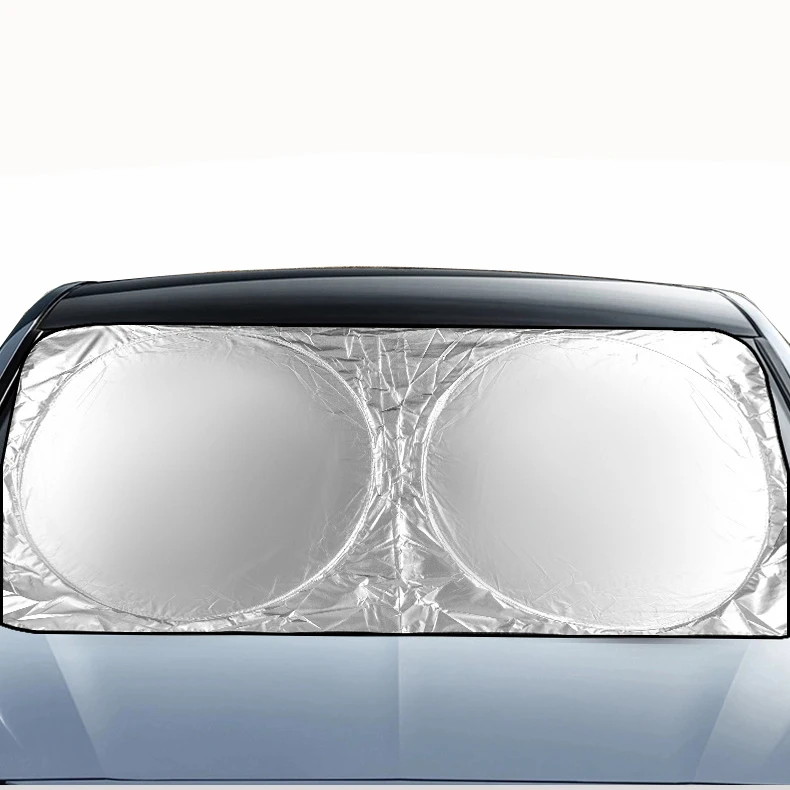 Hot Sale Silver Polyester Two Round Car Front Window Sunshade With Uv Rays And Sun Heat Protection Foldable Design