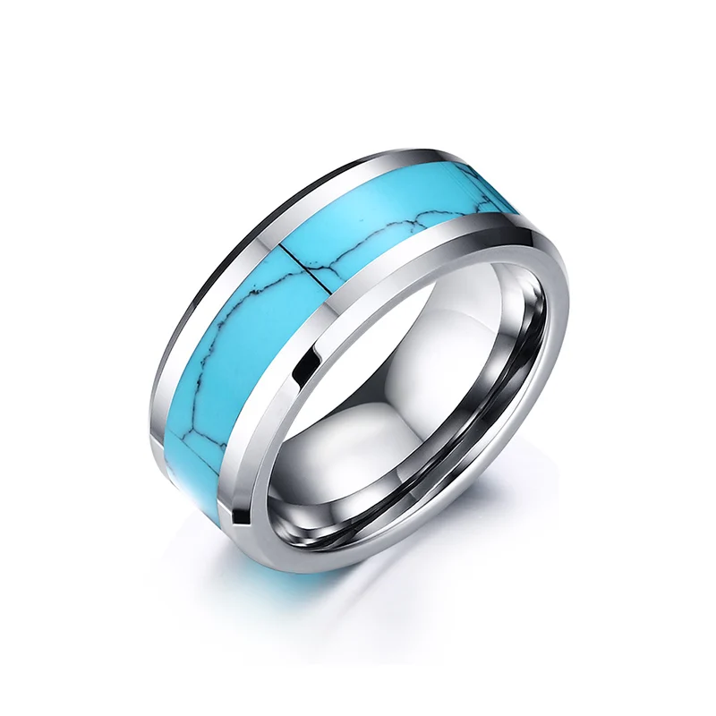 Anillos jewelry wholesale turkish knuckle rings metal vintage men hip hop turquoise tungsten carbide ring silver