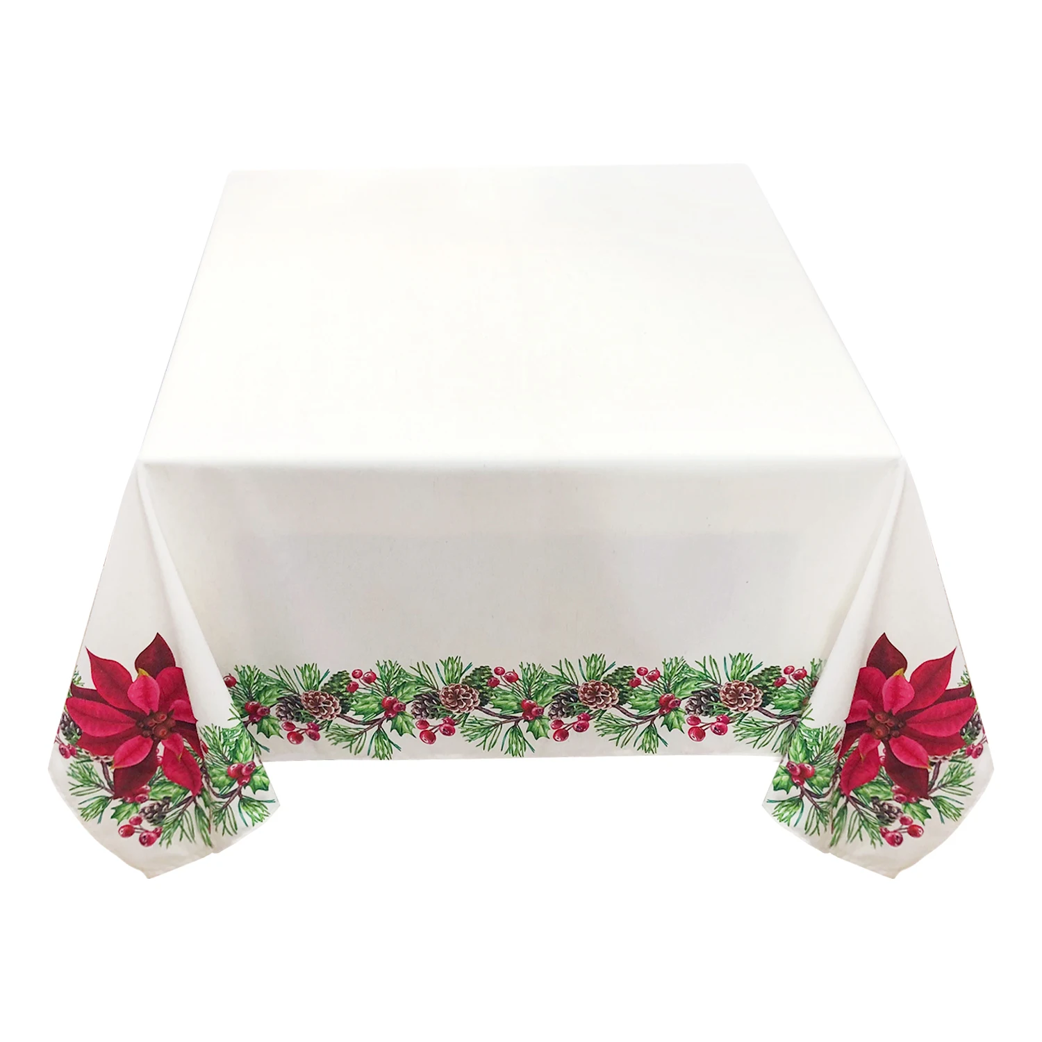 Khaki Holly flower small flower pattern design Christmas style polyester cotton tablecloth