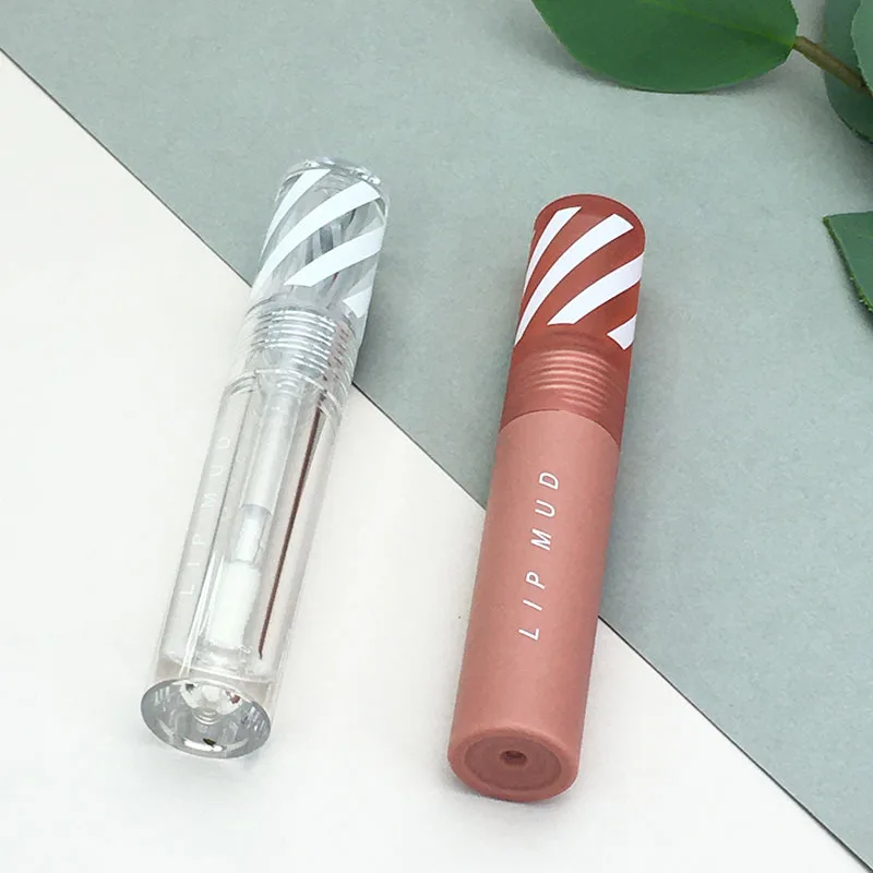 Custom Pink Color Clear Lipgloss Containers Tube Screen Printing Plastic Lip Gloss Tubes With Big Brush Big Wand