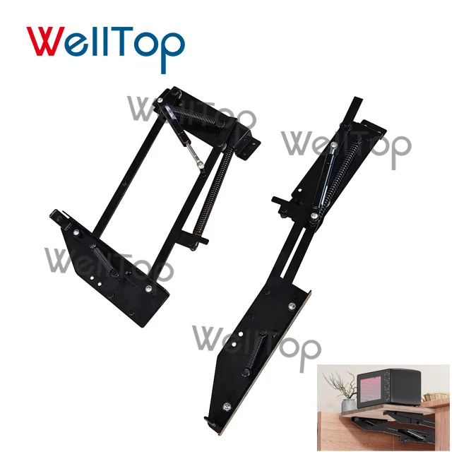 Wholesale Furniture Hardware Accessories Black Kitchen Lift Mechanic Cabinet Hidden Mechanism Soft Closing Coffee Table Bracket