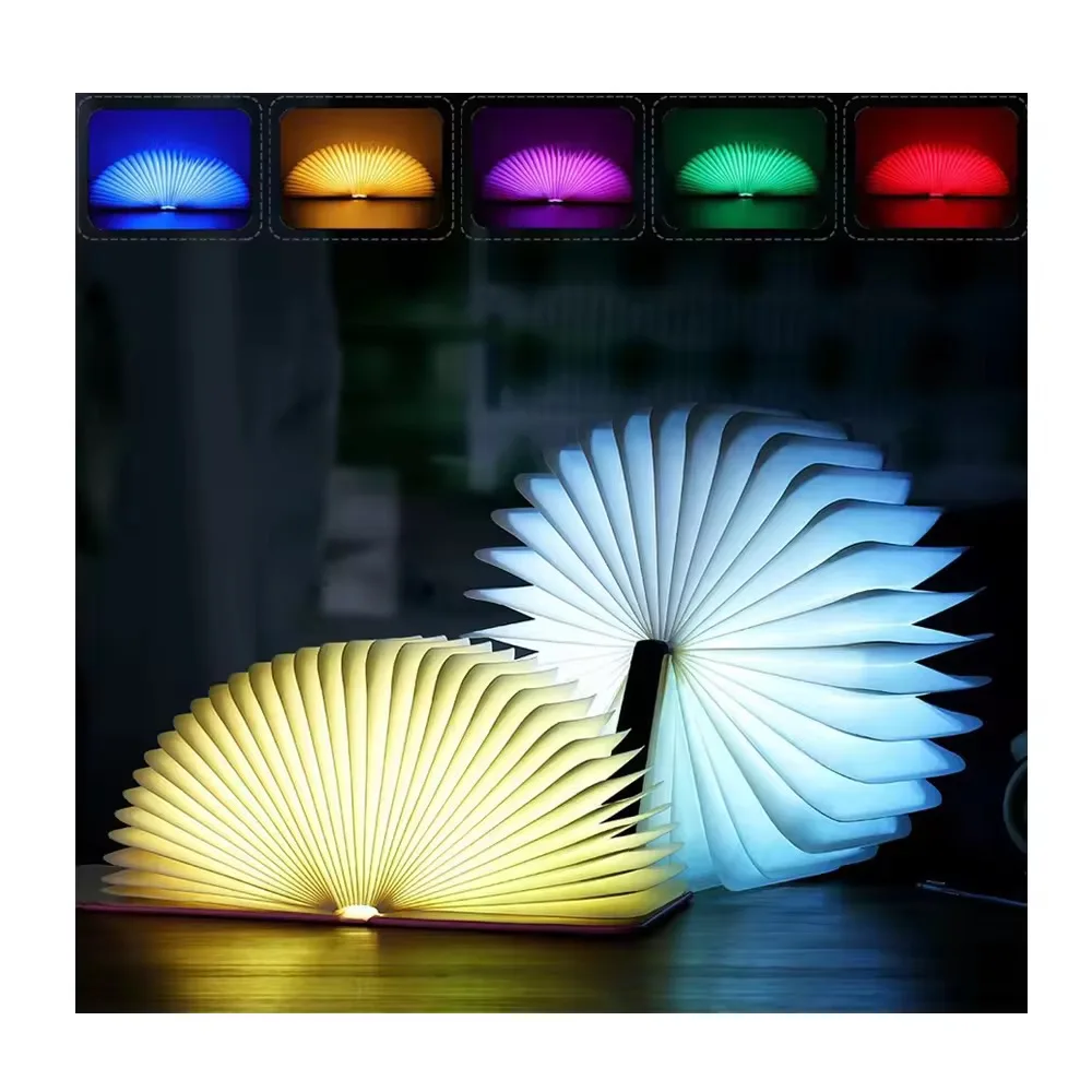 Foldable Book Lights Portable Novelty LED Folding Book Lamp 5 Colors Folding Night Light Table Lamps 6.5in 1000mah