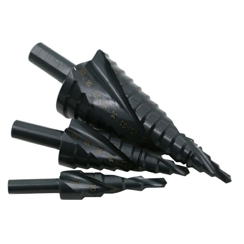 3PCS/set  4-32MM HSS Cobalt Step Drill Bit Set Nitrogen High Speed Steel Spiral For Metal Cone Triangle Shank Hole Metal drills