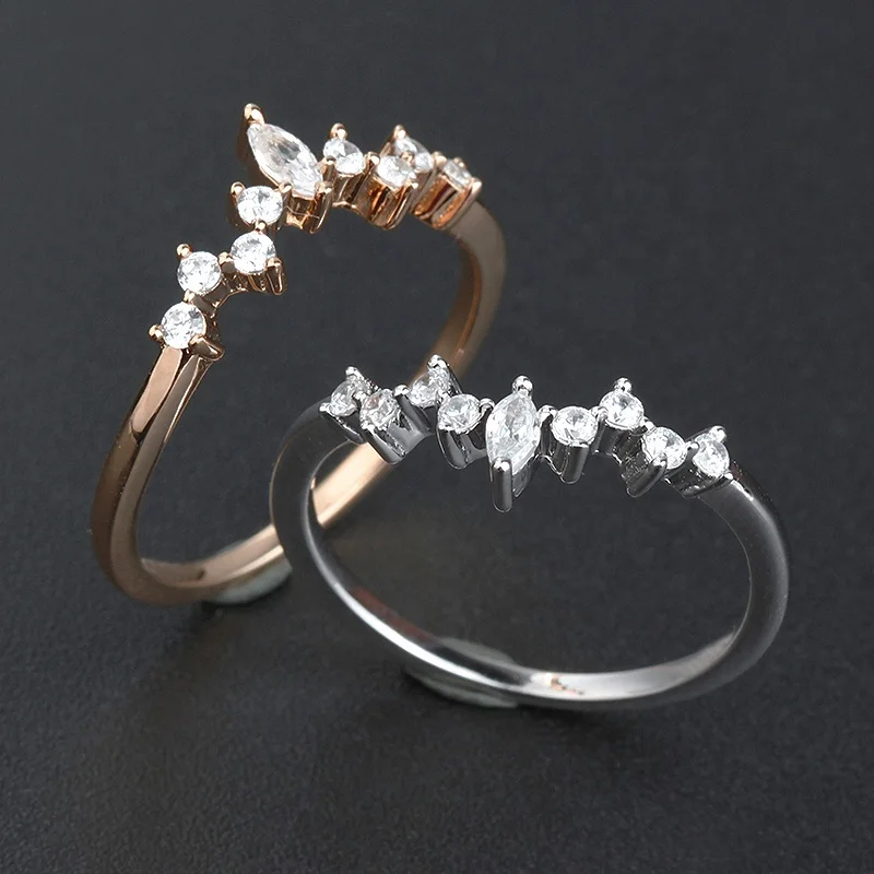 plata 925 al por mayor 18k gold plated women cz cheap china wholesale 925 silver engagement rings simple dainty diamond zircon