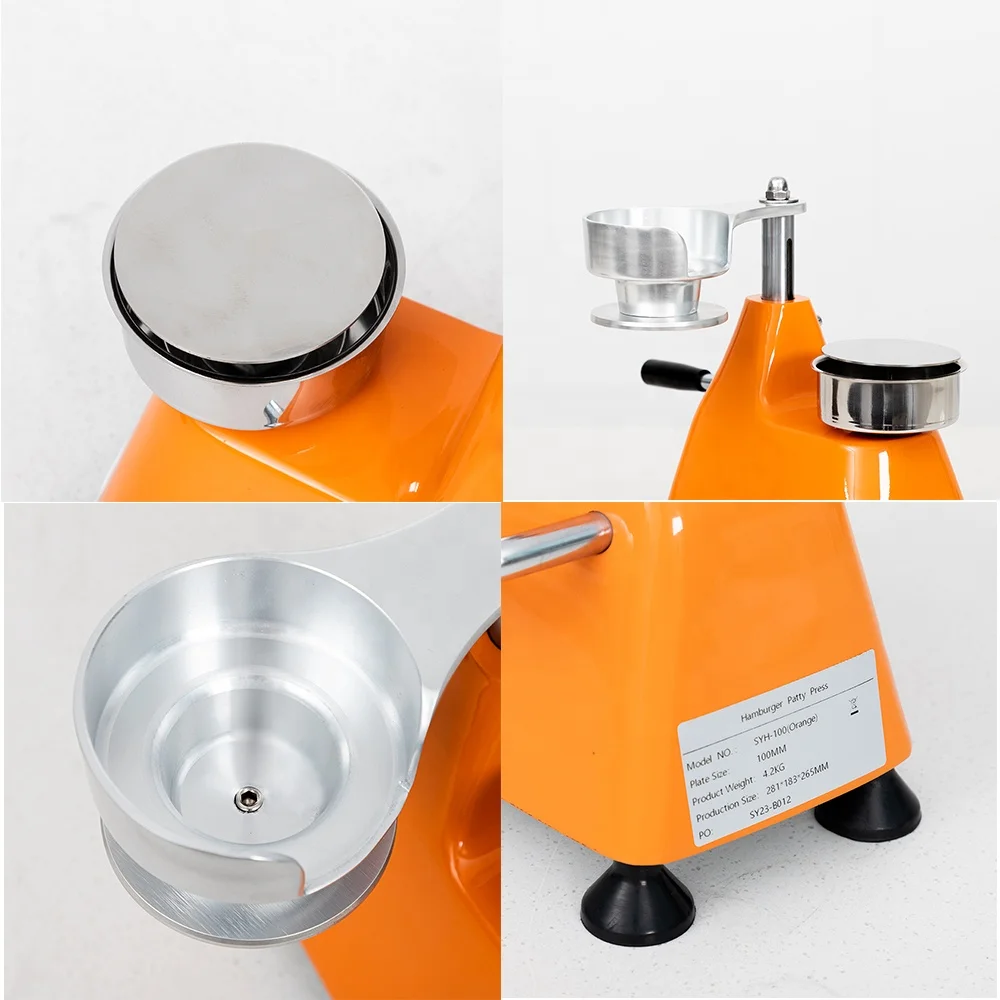 Commercial 100 mm Non Stick Manual Hamburger Patty Press Orange Chicken Burger Setting Machine