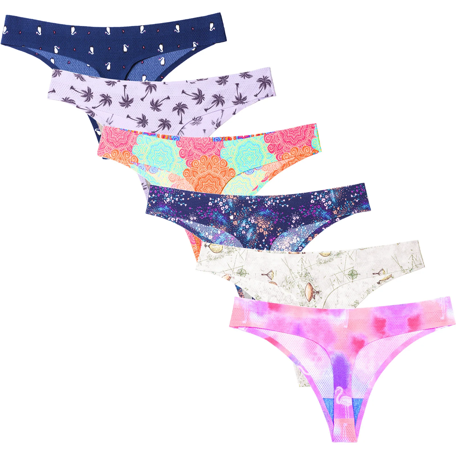 Hipster 100KG Solid Ladies Women Seamless Panties Ice Silk Underwear Printed Underpants Sexy Lingerie Briefs  Dropshipping