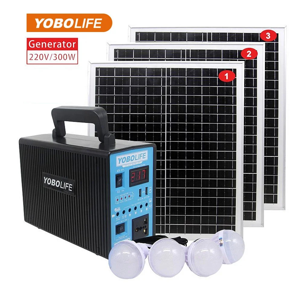 Portable Solar Lighting System Outdoor Multi-Device Power Bank AC Outlet for All Devices 240Wh 300Watt Solar Panels