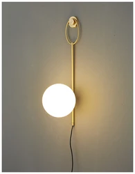Bedside lamp wall lamps bedroom wiring free with plug all copper lights creative light luxury simple corridor porch wall lights