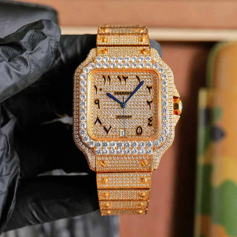 Luxury Automatic Movement Bust Down Wrist Watch GRA Certificated Hip Hop Fully Moissanite Diamond Watch For Men