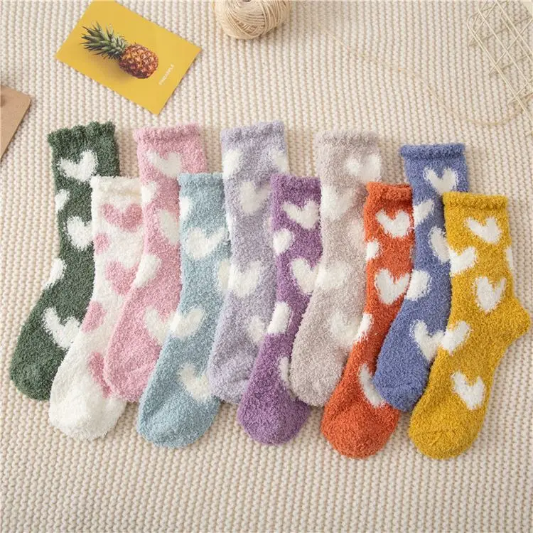 Cmax Cozy Velvet Heart Warm Thick Winter Socks Sleeping Winter Socks
