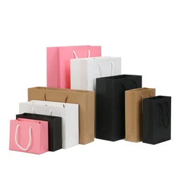 White Small Birthday Party Paper Kraft Shopping Candy Gift Bag Blue Custom Paper Kraft  Handle Bag Clothes Packaging With Logo