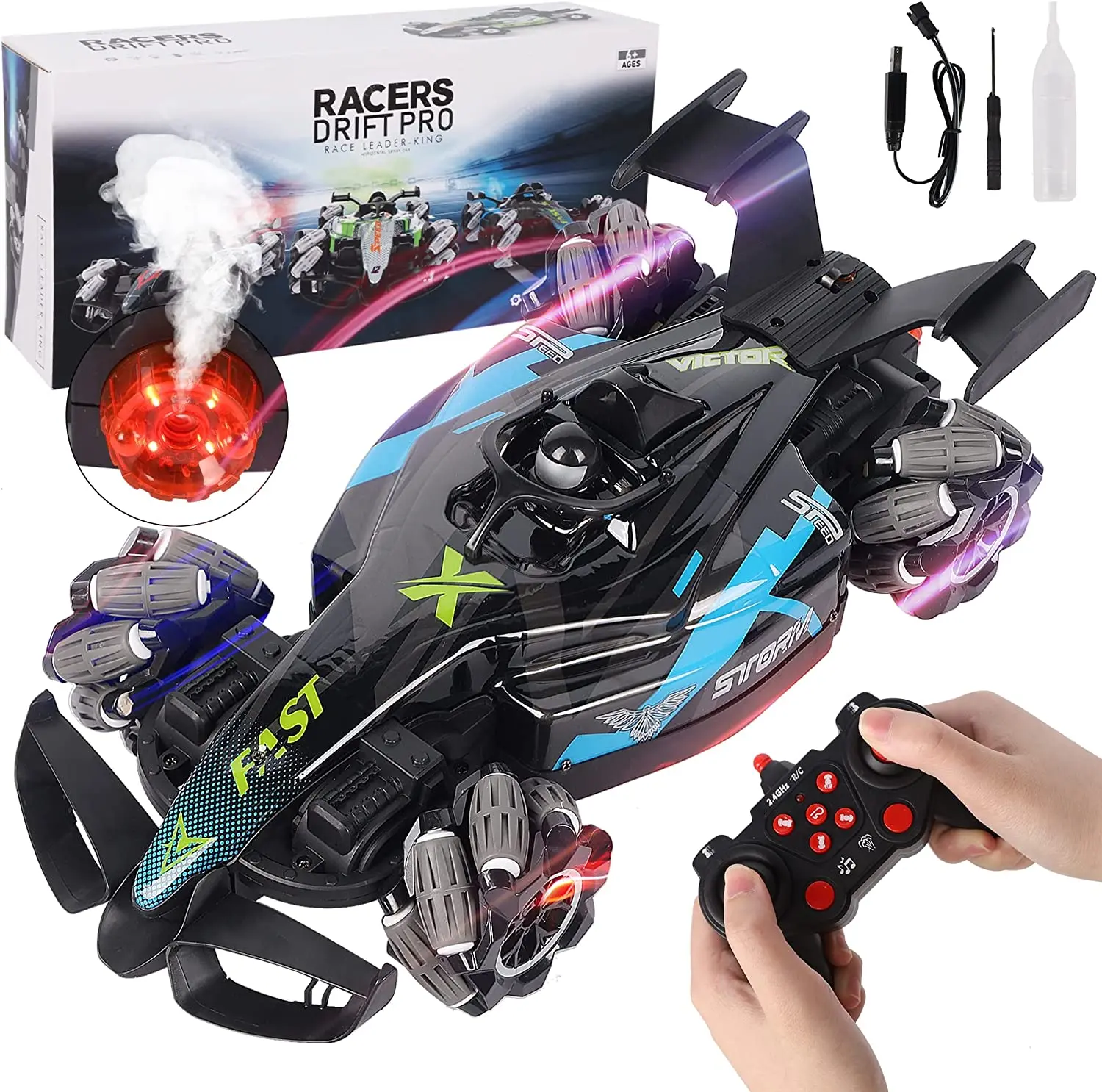 RC Stunt Car 360 Degree High Speed 2.4Ghz Remote Control Racing Car Mist Spray Fog Steam Drift Cars