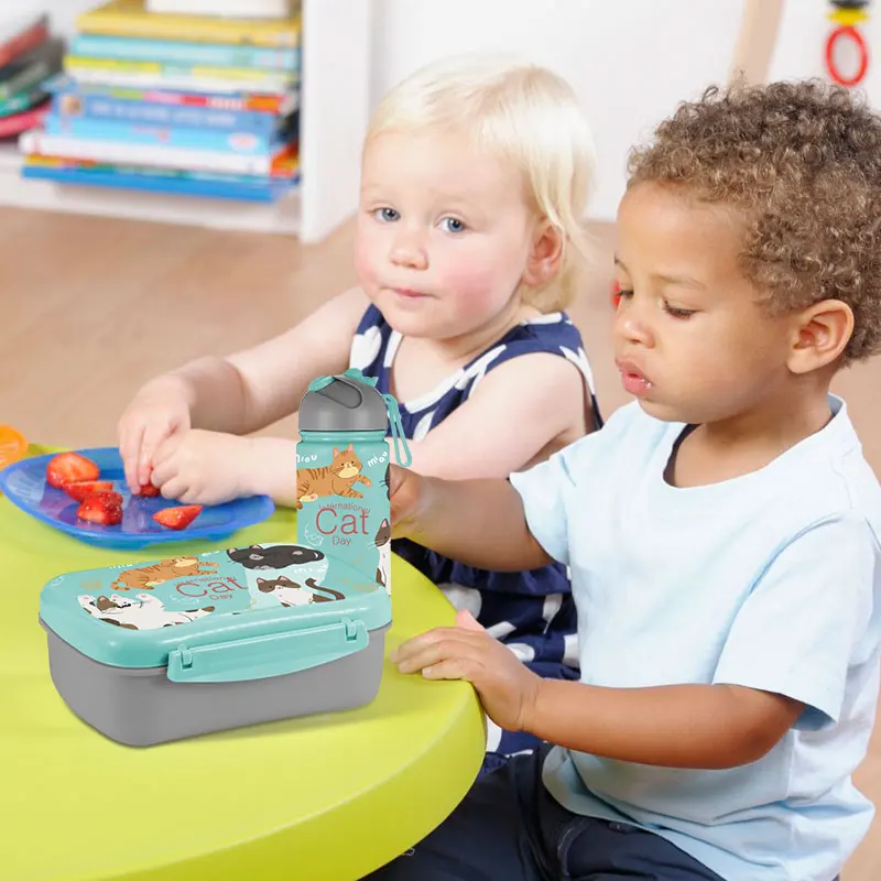 ODM design leak-proof 600 ml bento box with Ice tray plastic lunch box for kids