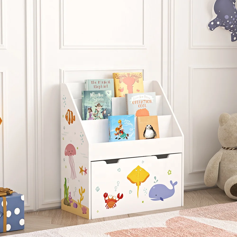 Custom montessori baby toddler book toy storage organizer shelf wood children kids bookshelf cabinets