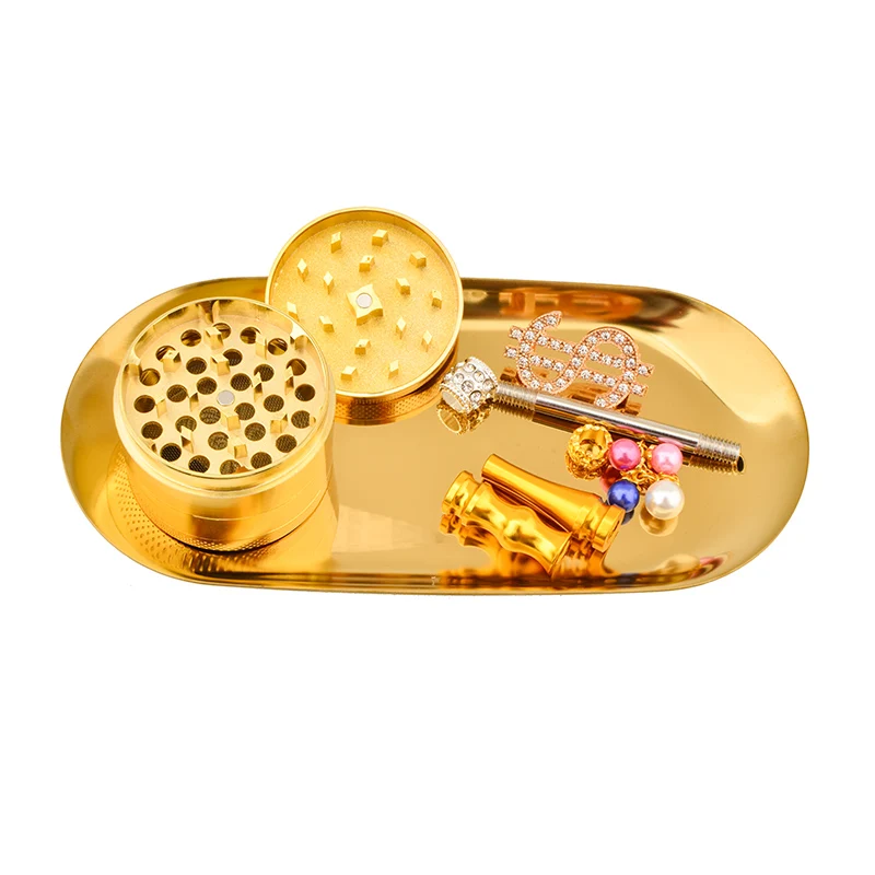 
Custom Metal Smoking Accessories set Raws Weed Grinder Rolling Tray magnetic lid 