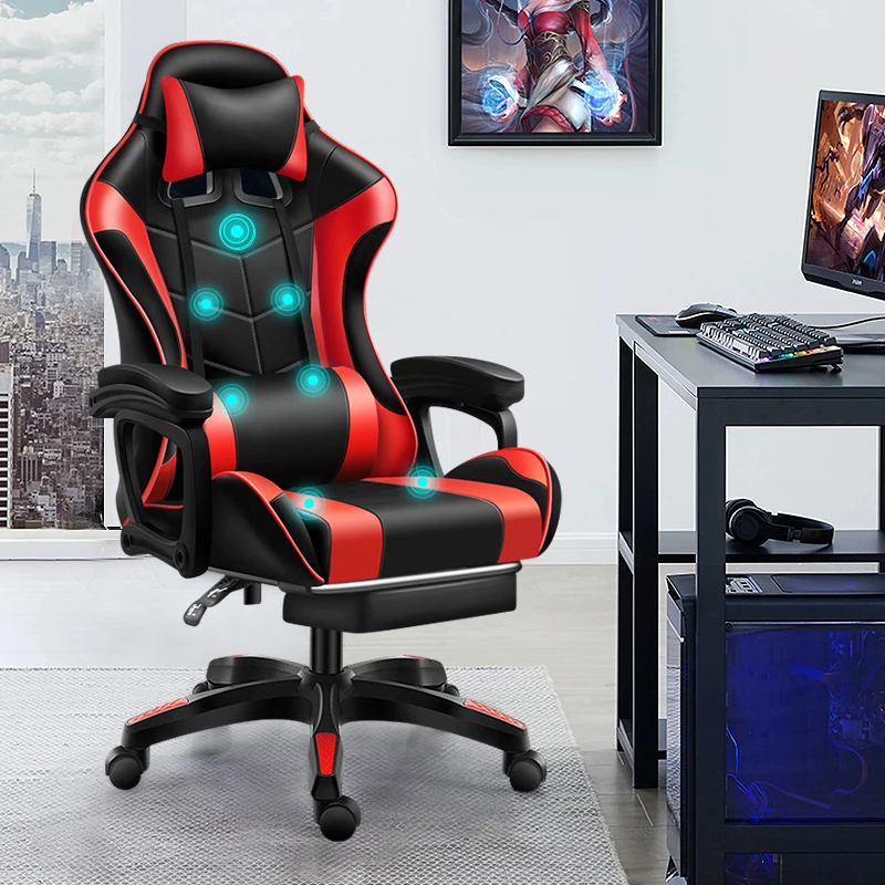 Free Sample Reclining Leather Custom Logo Iron Massage Racing  PU Leather Game Gaming Chair RGB Chair