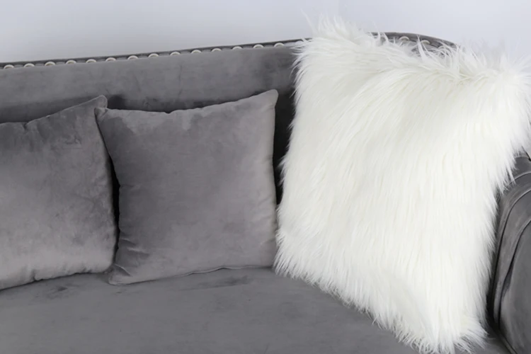 Luxury Living Room Gray Stainless Steel Sofa Designs Comes With Two Different Pillows