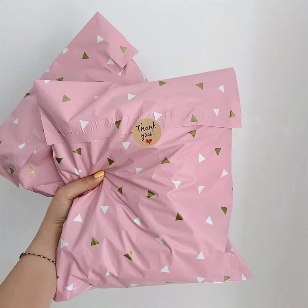 custom light pink shiny color plastic mailing bag factory wholesale poly shipping envelope packaging for clothing