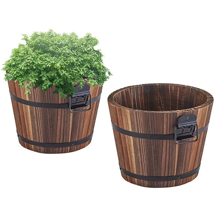 Exquisite durable sturdy multi functional indoor storage potting solid wood wine barrel planter