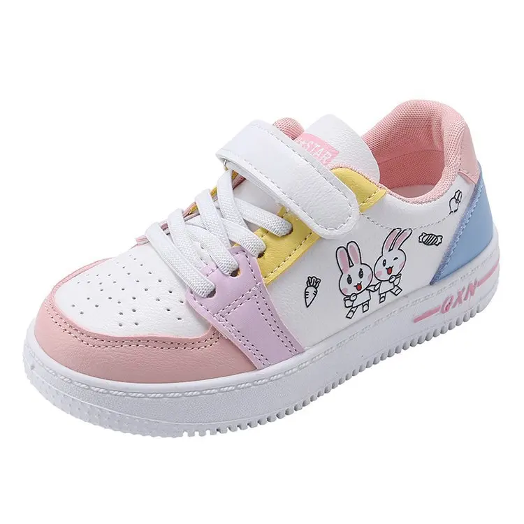 2024 new design kids china shoes Casual New Girl Cartoon Cute Single Shoes School Little White Shoes for Girls