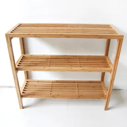 3 layer shoes organizer space-saving living room furniture free stand bamboo wooden shoe racks