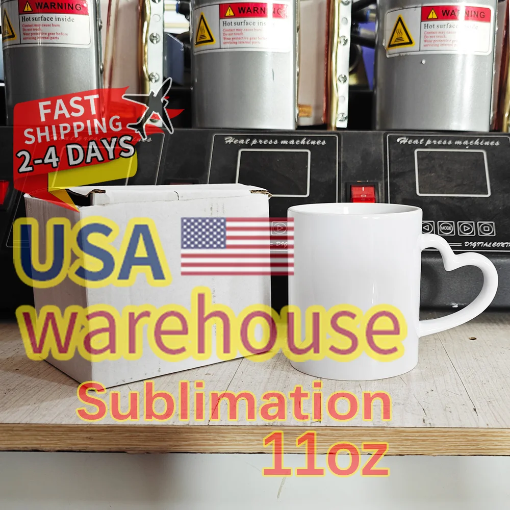 sublimation mug with heart handle with box USA WAREHOUSE heart handle ceramic 11 oz mug for sublimation valentines blank product