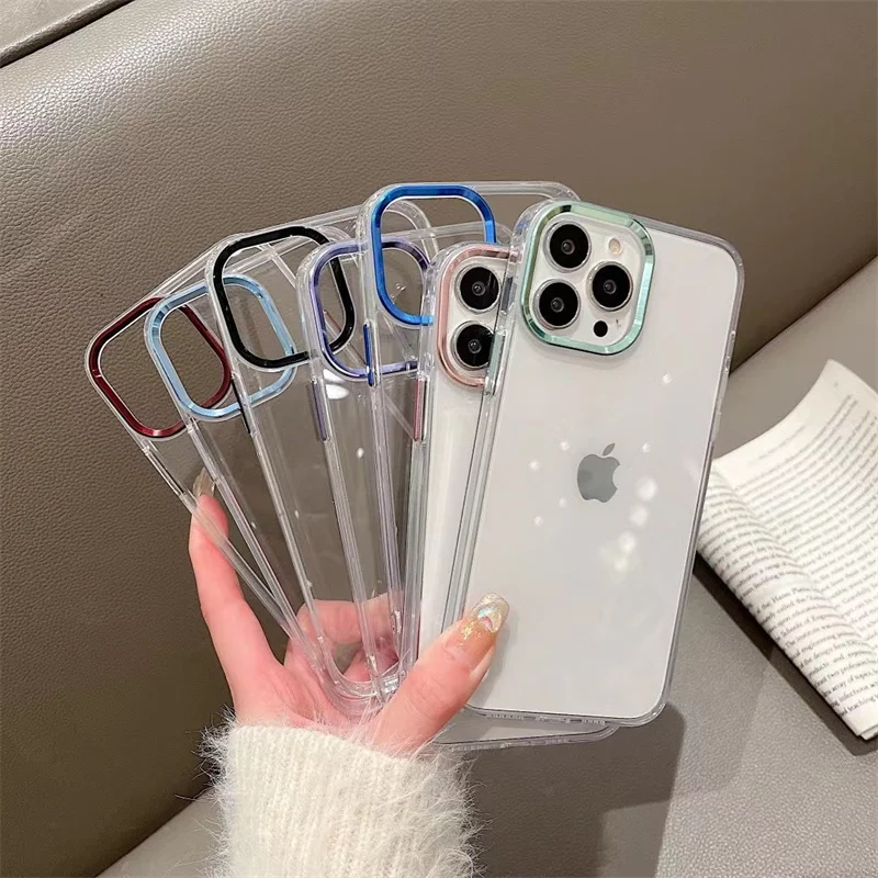 aluminum metal frame lens protection clear acrylic case for iphone 13 pro max