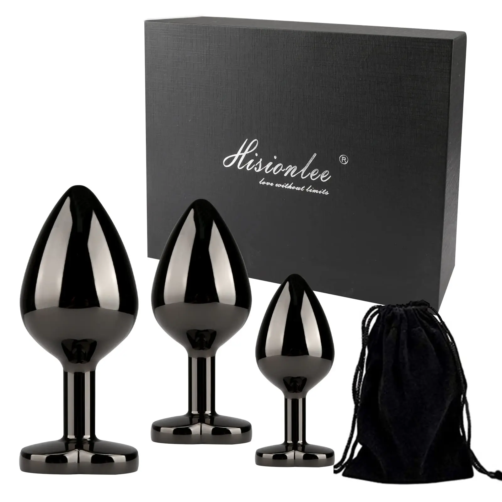 3PCS Hisionlee Butt Anal Plug Set  Sex Toys Metal Anal Butt Plug Adult Toy with Crystal Diamond Beginner Anal Toy for Male Adult