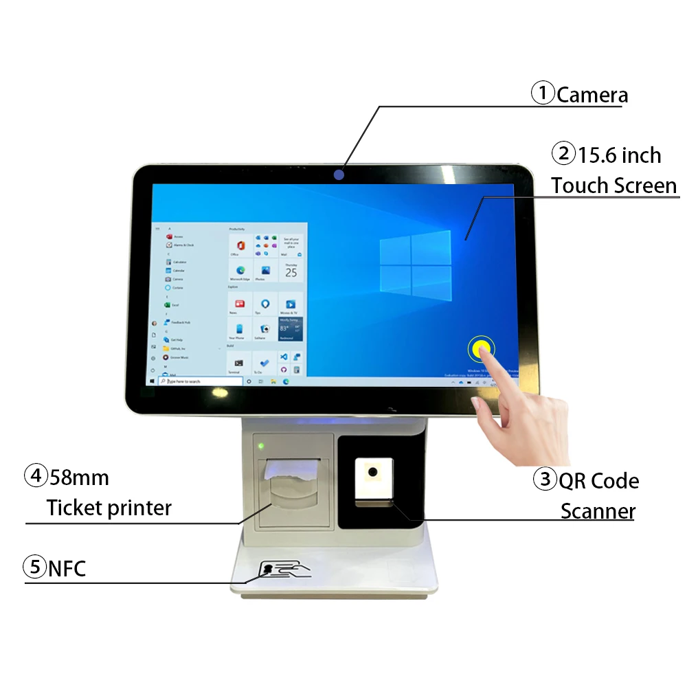Dual Screen touch screen pos machine terminal windows PC computer android cash register pos printer all in one for restaurants