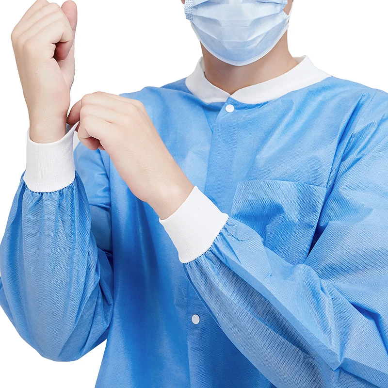 Top Quality Sanitary Smock 40 GSM Suits Examination Sterile Uniform Sterile Waterproof White Uniform Lab Disposable