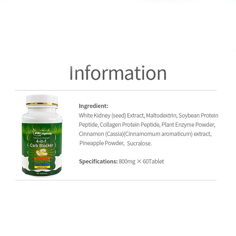 OEM ODM Private Label  4 in 1 Carb Blocker Tablets Body Shape Slim Pills For Flat Belly Flat Tummy Supplements